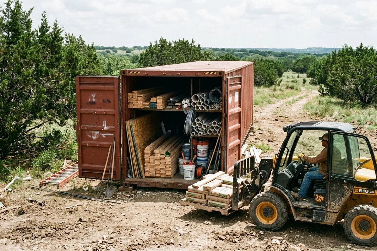 53ft container used for ranch job-site storage